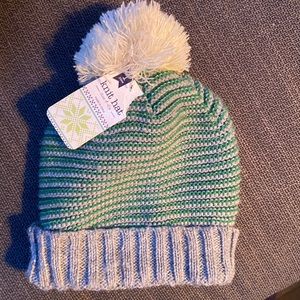 Green stripped winter hat